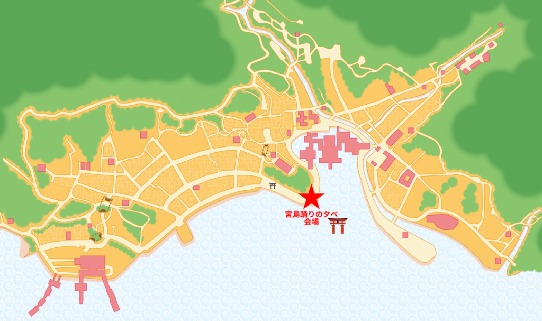 厳島神社御笠浜までの地図